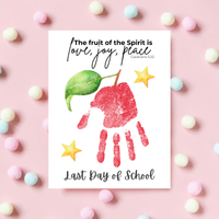 Fruit of the Spirit Apple Handprint Craft Printable | First & Last Day of School Keepsake | Christian Back to School Activity