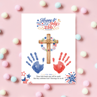 Christian July 4th Handprint Craft Printable, America 250 Faith-Based Patriotic Keepsake Activity for Kids