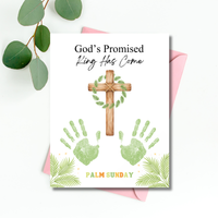 Palm Sunday Handprint Cross Craft Printable | “God’s Promised King Has Come” Christian Kids Activity | Easter Faith Keepsake PDF