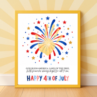 Happy 4th of July Firework Handprint Craft Printable | Patriotic Fireworks Handprint Art | Independence Day Keepsake Activity for Kids