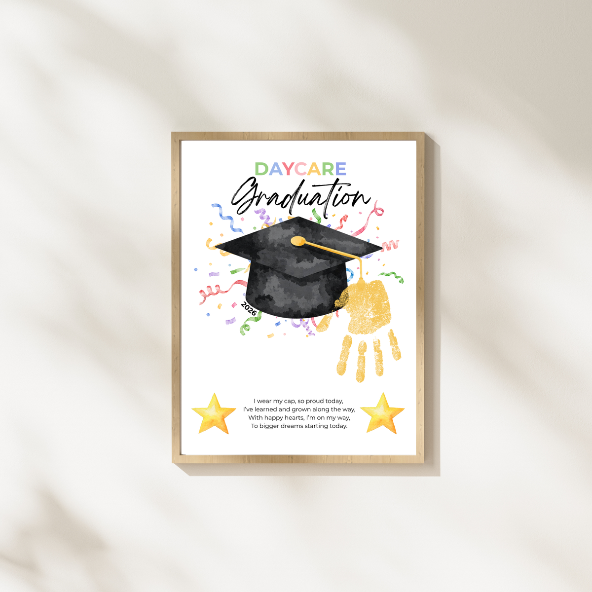 Daycare Graduation Handprint Craft Printable, Daycare Graduation Keepsake, Daycare Graduation Activity for Kids, End of Year Printable, Instant Download