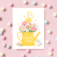 Mother’s Day Handprint Craft Printable | “Happy Mother’s Day” Flower Watering Can Keepsake | Preschool Kids Mother’s Day Activity PDF
