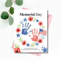 Memorial Day Handprint Wreath Craft Printable | Patriotic Keepsake Art for Kids | Red White Blue Handprint Activity | Preschool Classroom PDF