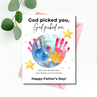 Christian Father’s Day Globe Handprint Craft Printable | God Picked You Dad Keepsake | Kids Handprint Art Gift | Preschool DIY PDF