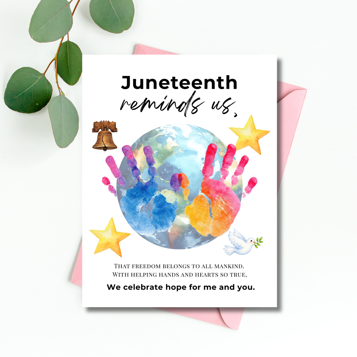 Juneteenth Reminds Us Handprint Craft Printable | Juneteenth Activity for Kids | Diversity & Inclusion Keepsake