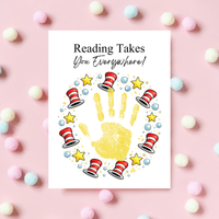 Reading Takes You Everywhere Wreath Handprint Craft Printable | Kids Literacy Week Activity | Preschool Reading Celebration Art PDF