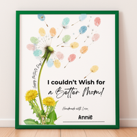 Mother’s Day Dandelion Handprint Craft Printable | I Couldn’t Wish for a Better Mom Keepsake | Preschool DIY Mother’s Day Gift | Kids Fingerprint Art PDF
