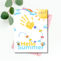 Hello Summer Handprint Craft Printable | Summer Keepsake Activity for Kids | Preschool Kindergarten End of School Year Craft