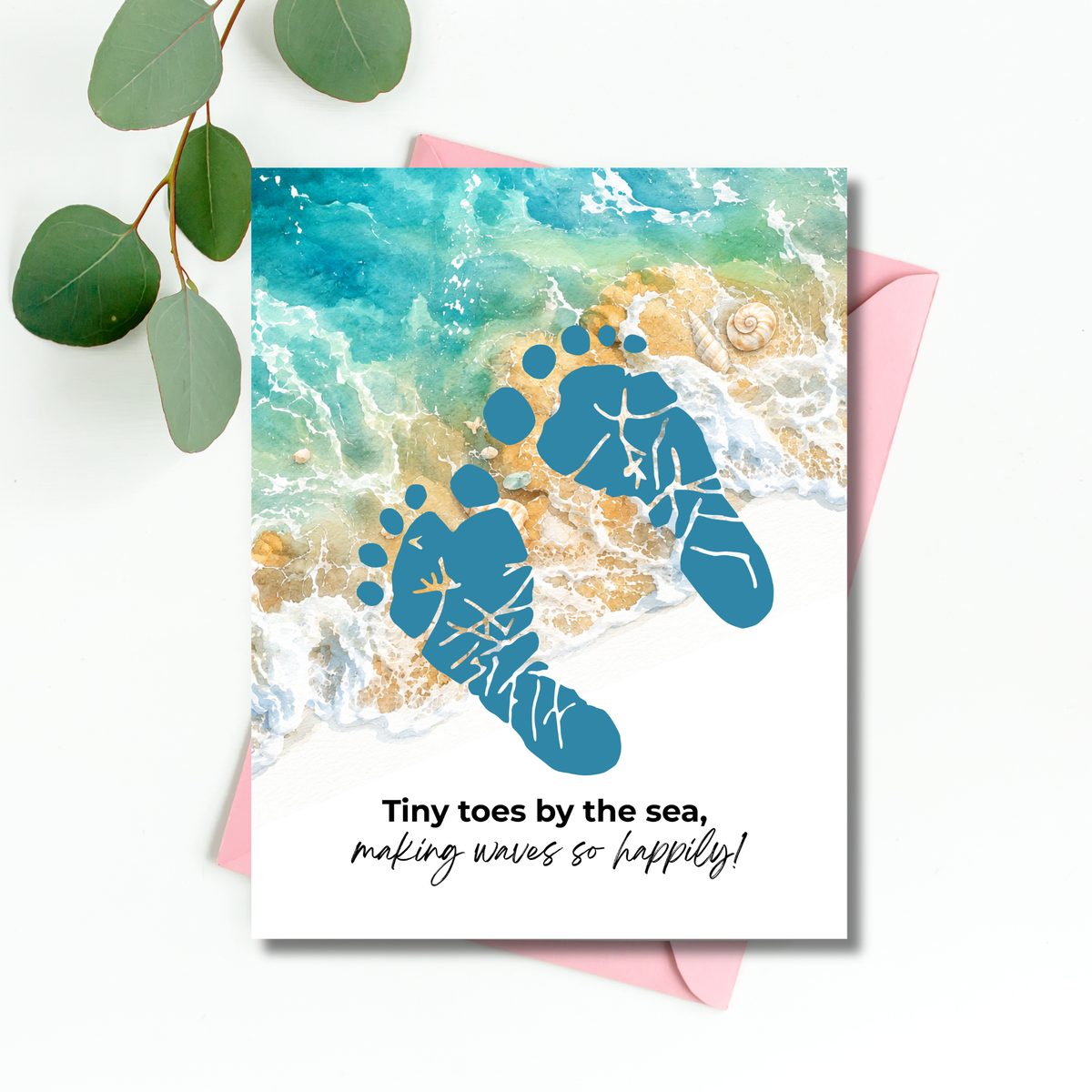 Tiny Toes by the Sea Footprint Craft Printable | Beach Footprint Keepsake | Summer Ocean Nursery Art for Kids