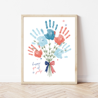 Patriotic Handprint Bouquet Craft Printable | 4th of July Handprint Flowers | Happy Independence Day Keepsake | America 250 Kids Activity