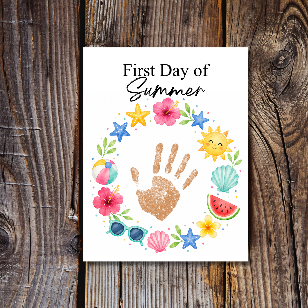 First Day of Summer Handprint Craft Printable | Summer Keepsake Activity for Kids | Preschool Kindergarten Summer Craft