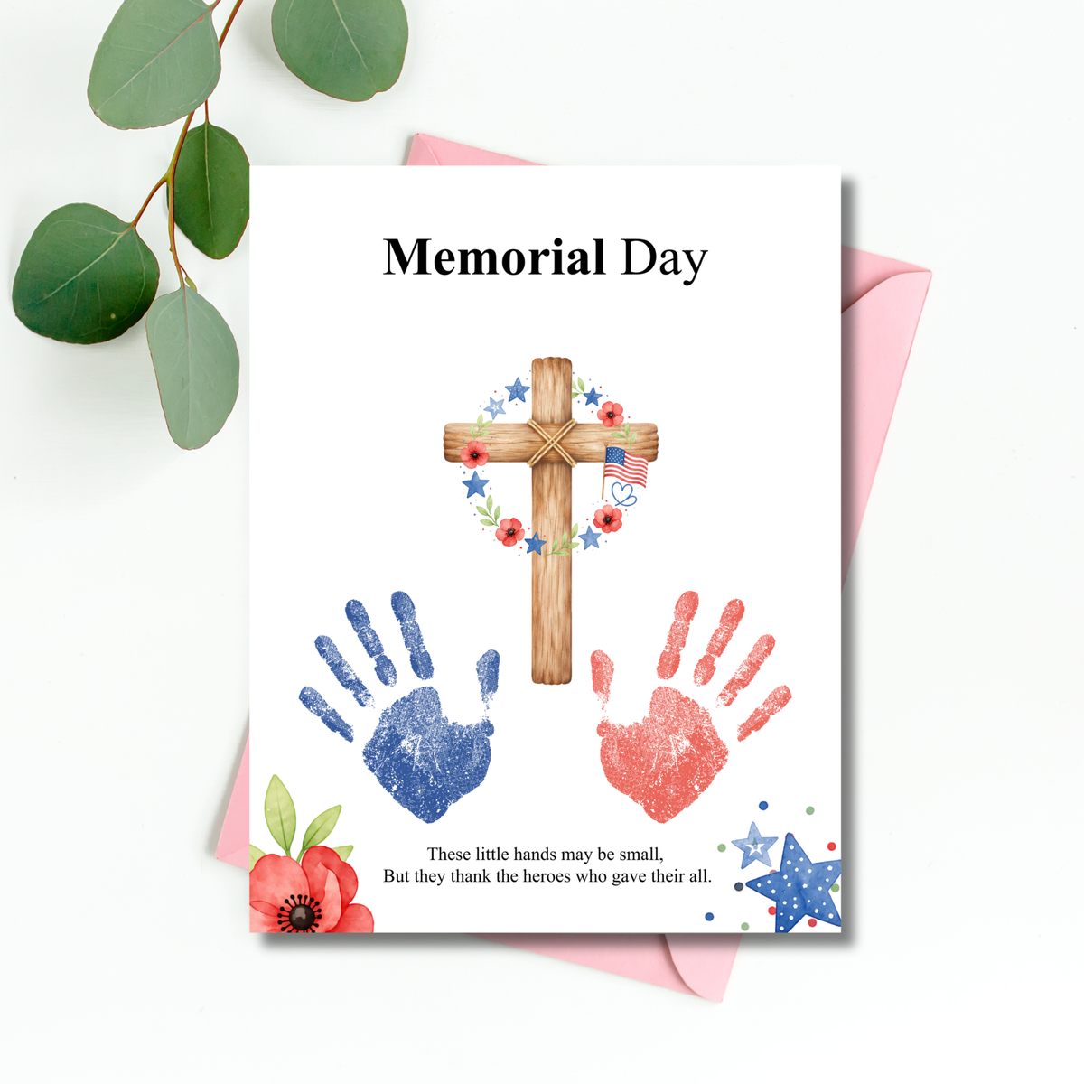 Christian Memorial Day Handprint Craft Printable | Patriotic Keepsake Art for Kids | Veterans Tribute Activity | Preschool Classroom DIY PDF