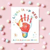 Autism Acceptance Month “Light It Up Red” Handprint Craft Printable | Autism Awareness Classroom Activity | Kids Inclusion Art PDF