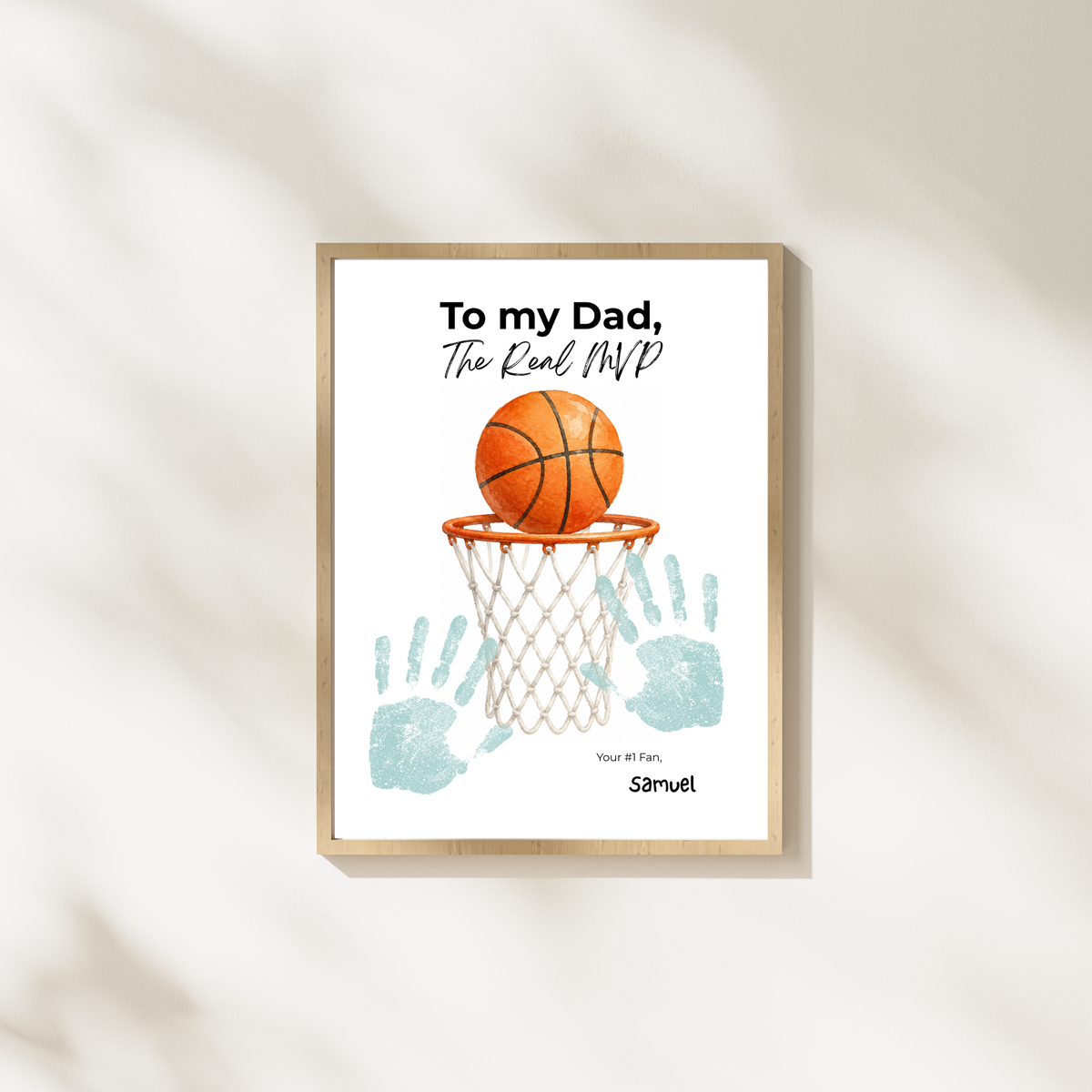 Basketball Father’s Day Handprint Craft Printable, To My Dad The Real MVP, Basketball Birthday Gift for Dad, Sports Dad Keepsake from Kids