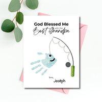 Christian Grandpa Handprint Craft Printable | God Blessed Me with the Best Grandpa Gift | Father’s Day or Birthday Keepsake | Fishing DIY