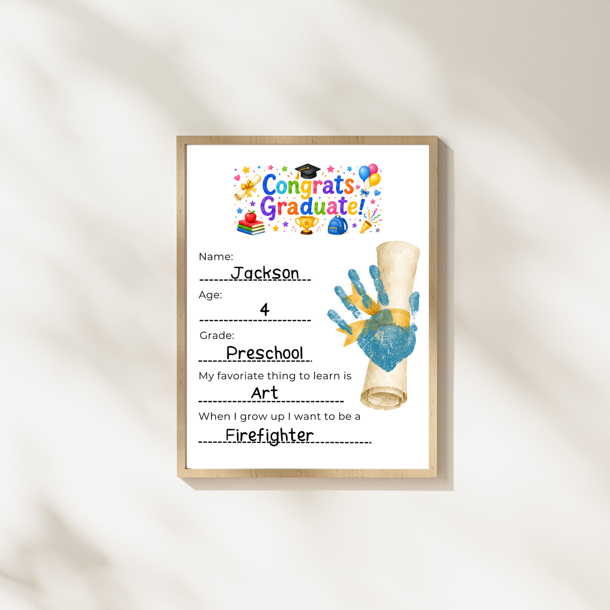 Graduation Interview Printable for Kids, Preschool & Kindergarten Graduation Keepsake, End of Year Memory Craft, Instant Download
