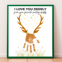 Father’s Day Handprint Craft Printable | I Love You Deerly Keepsake from Kids | Hunting Dad Gift | Preschool DIY Handprint Art PDF