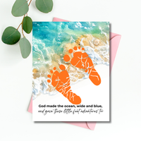 God Made the Ocean, Wide and Blue Footprint Craft Printable | Christian Beach Keepsake | Summer Footprint Art for Kids