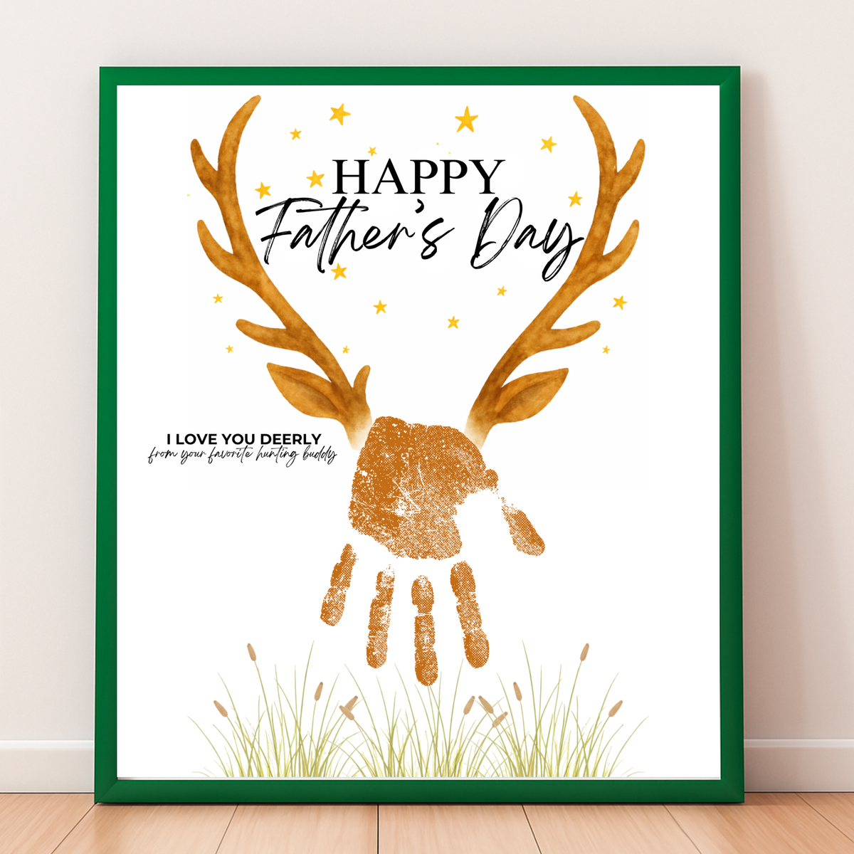 Father’s Day Handprint Craft Printable | Happy Father’s Day Deer Keepsake from Kids | Hunting Dad Gift | Preschool DIY Handprint Art PDF