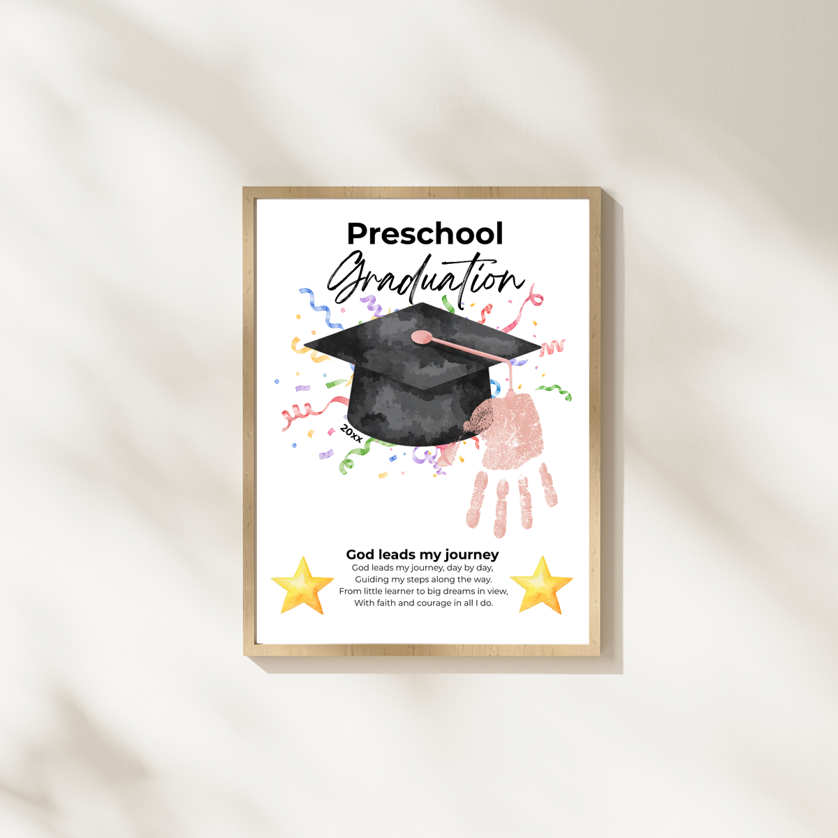 Christian Preschool Graduation Handprint Craft Printable, God Leads My Journey Graduation Keepsake, Preschool Graduation Activity, Instant Download