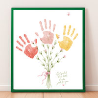 Christian Mother’s Day Handprint Craft Printable | God Picked These Little Hands for You | Mom Grandma Aunt Keepsake Gift | Birthday & Valentine’s Day Printable