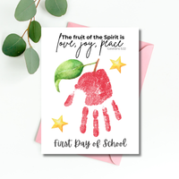 Fruit of the Spirit Apple Handprint Craft Printable | First & Last Day of School Keepsake | Christian Back to School Activity