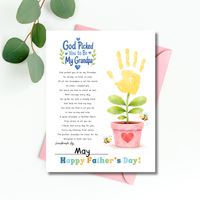 God Picked You to Be Our Grandpa Handprint Craft Printable | Christian Father’s Day Gift for Grandpa | Handprint Flower Keepsake from Grandkids