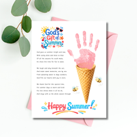 Christian Ice Cream Cone Handprint Craft Printable | God's Gift of Summer Keepsake Activity for Kids | Faith-Based Summer Craft