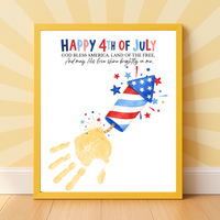 Christian 4th of July Firecracker Handprint Craft Printable | God Bless America Handprint Art | Faith-Based Independence Day Keepsake for Kids