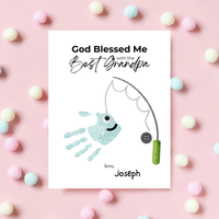 Christian Grandpa Handprint Craft Printable | God Blessed Me with the Best Grandpa Gift | Father’s Day or Birthday Keepsake | Fishing DIY