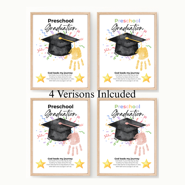 Christian Preschool Graduation Handprint Craft Printable, God Leads My Journey Graduation Keepsake, Preschool Graduation Activity, Instant Download