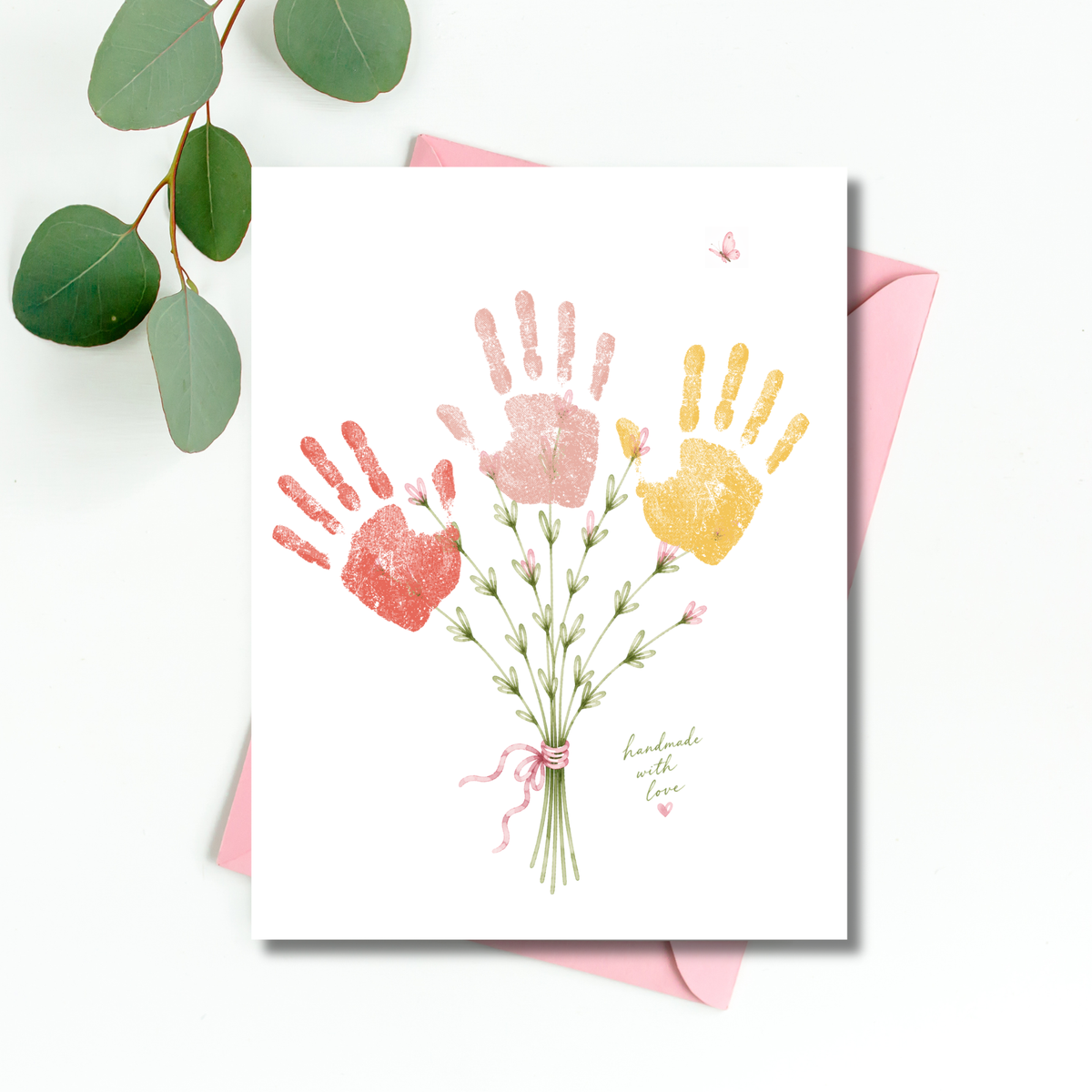 Mother’s Day Handprint Flower Craft Printable | Mom Grandma Aunt Keepsake Gift | Birthday & Valentine’s Day Handprint Bouquet | Preschool DIY Printable