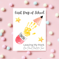 First Day of School Pencil Handprint Craft Printable | Back to School Keepsake Art | Leaving My Mark School Sign 2026 | Preschool DIY Handprint PDF