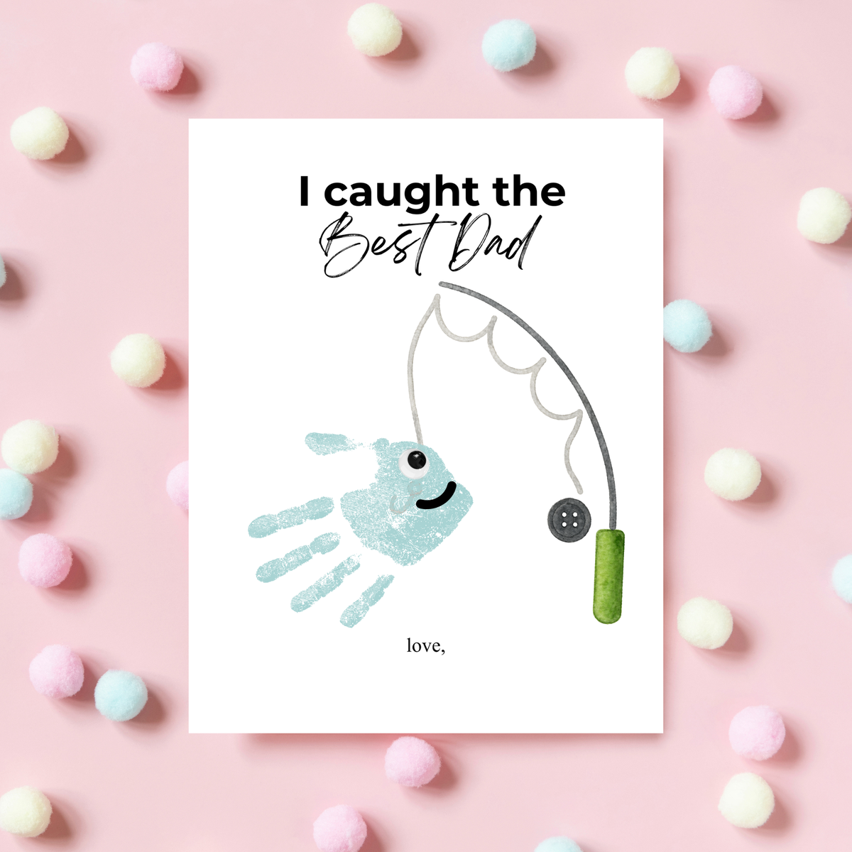 Christian Father’s Day Handprint Craft | God Blessed Me with the Best Dad Printable | Dad Birthday Gift from Kids | Fishing Keepsake DIY