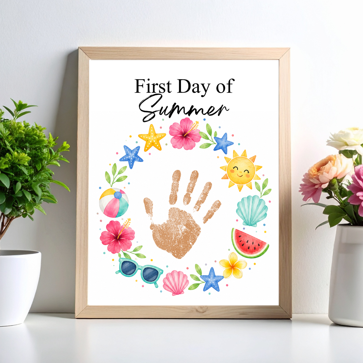 First Day of Summer Handprint Craft Printable | Summer Keepsake Activity for Kids | Preschool Kindergarten Summer Craft