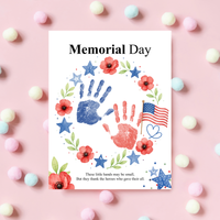Memorial Day Handprint Wreath Craft Printable | Patriotic Keepsake Art for Kids | Red White Blue Handprint Activity | Preschool Classroom PDF