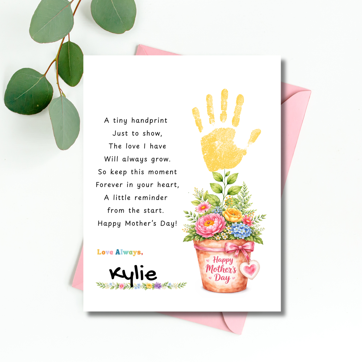 Mother’s Day Handprint Flower Pot Craft Printable | Keepsake Gift for Mom from Kids | Preschool DIY Handprint Art PDF | Happy Mother’s Day Craft
