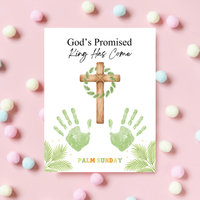 Palm Sunday Handprint Cross Craft Printable | “God’s Promised King Has Come” Christian Kids Activity | Easter Faith Keepsake PDF