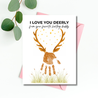 Father’s Day Handprint Craft Printable | I Love You Deerly Keepsake from Kids | Hunting Dad Gift | Preschool DIY Handprint Art PDF
