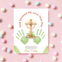Good Friday Handprint Cross Craft Printable | “God Showed His Love That Day” Christian Kids Activity | Easter Faith Keepsake PDF