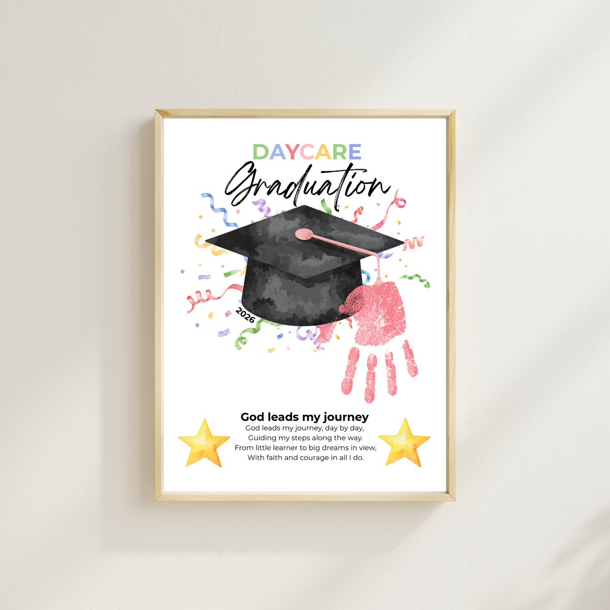 Daycare Graduation Handprint Craft Printable, Christian Graduation Keepsake for Kids, God Leads My Journey, Preschool Graduation Activity, Instant Download