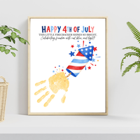 Happy 4th of July Firecracker Handprint Craft Printable | Patriotic Firecracker Handprint Art | Independence Day Keepsake Activity for Kids