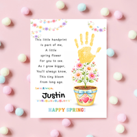 Spring Handprint Flower Craft Printable | Personalized Keepsake Poem Activity | Preschool Spring Art Gift | Kids Flower Pot Handprint PDF