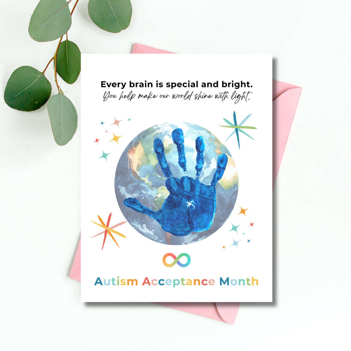 Autism Acceptance Month Handprint Craft Printable | Every Brain is Special and Bright | Classroom Autism Awareness Activity | Preschool Keepsake PDF