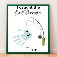 I Caught the Best Grandpa Handprint Craft Printable | Father’s Day & Birthday Gift for Grandpa | Fishing Keepsake from Kids | DIY Download