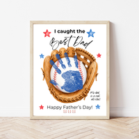 Baseball Father's Day Handprint Craft Printable | I Caught the Best Dad | Baseball Keepsake Gift from Kids | Sports Handprint Art for Dad