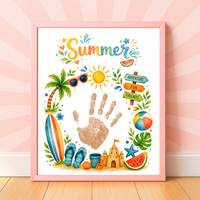 Summer Handprint Craft Printable | Summer Keepsake Activity for Kids | Preschool Kindergarten Beach Theme Craft