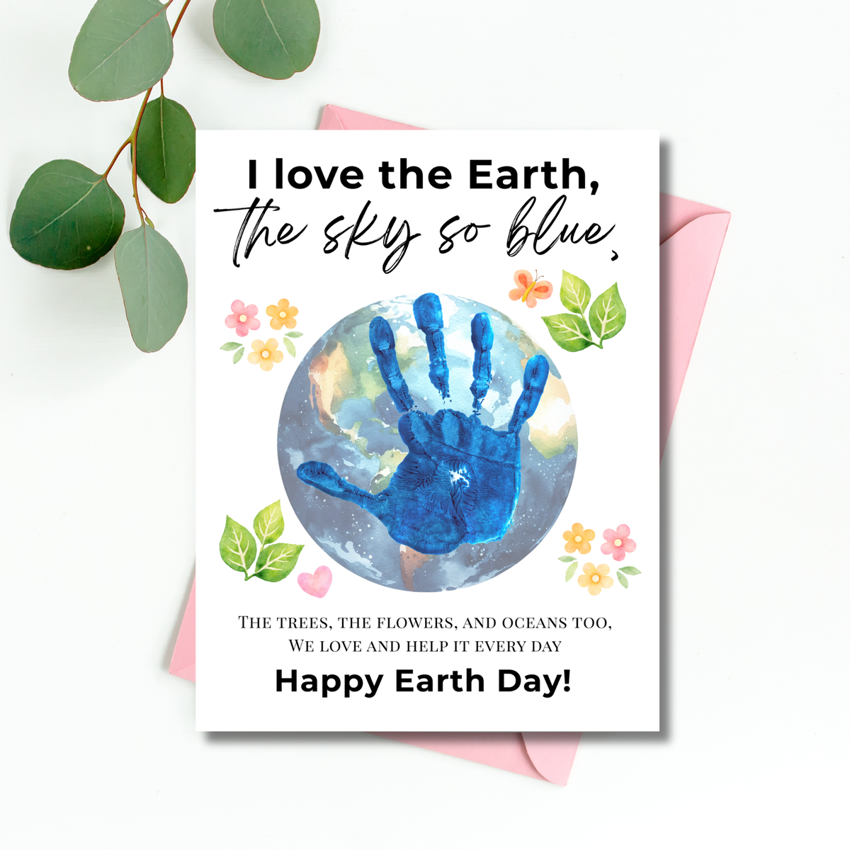 Earth Day Handprint Craft Printable | Happy Earth Day Keepsake from Kids | Preschool Earth Day Art Activity | Classroom Spring Craft PDF