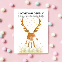 Father’s Day Handprint Craft Printable | I Love You Deerly Keepsake from Kids | Hunting Dad Gift | Preschool DIY Handprint Art PDF
