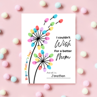 Mother’s Day Fingerprint Craft Printable | I Couldn’t Wish for a Better Mom Keepsake | Preschool DIY Mom Gift | Dandelion Fingerprint Art PDF